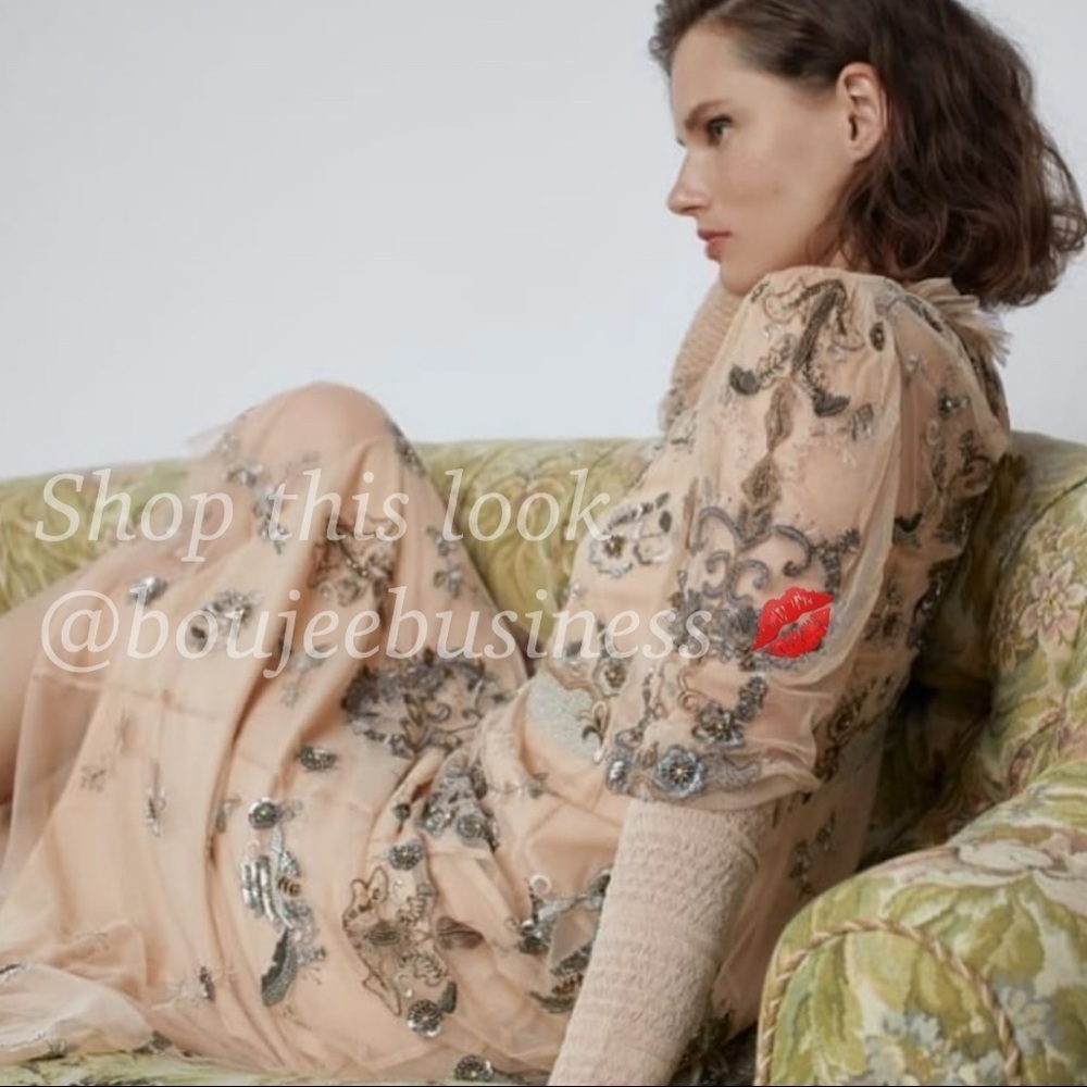 ZARA BNWT Embroidered Dress with Beading - Picture 5 of 10